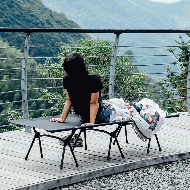 Ultra Light Aluminum Alloy Folding Bed Portable Single Camp Cot for Outdoor Camping Hiking Travel Simple Household Lunch
