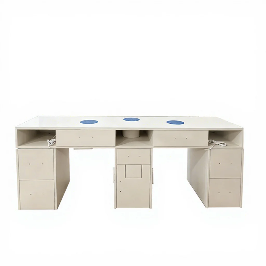 Luxury Beauty Salon Manicure Table Marble Solid Wood Lacquer Nail Table With Nail Dust Collector Salon Furniture