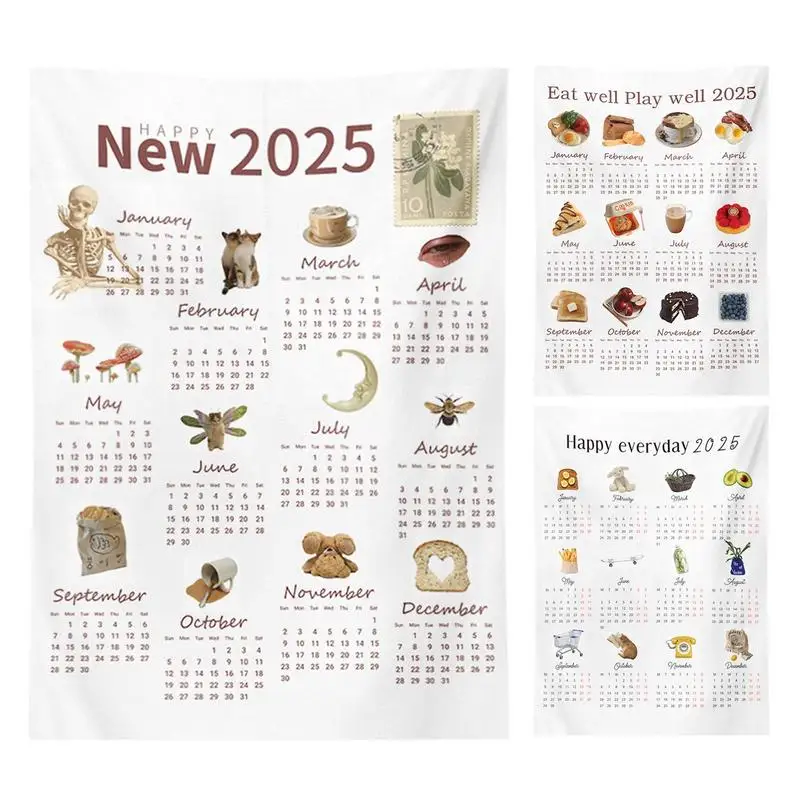 Hanging Cloth 2025 Wall Calendar Background Wall Tapestry Christmas Decoration Dormitory Bedroom Monthly Calendar