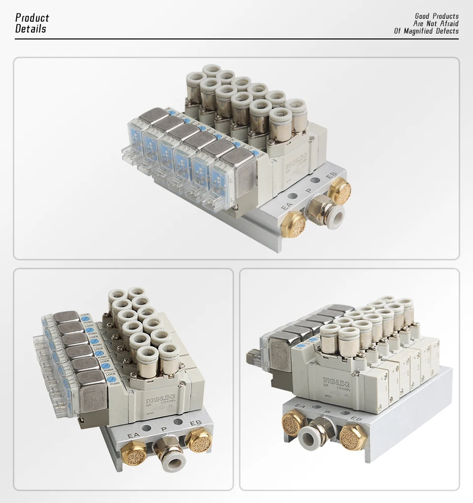 Magnetventil SY5120 Multi-way Combination Manifold Pneumatic Solenoid Valve Control SY5120-4LZD-01 SY5120-5LZD-01 SY5120-6LZD-01 Pneumatik — Detail 4