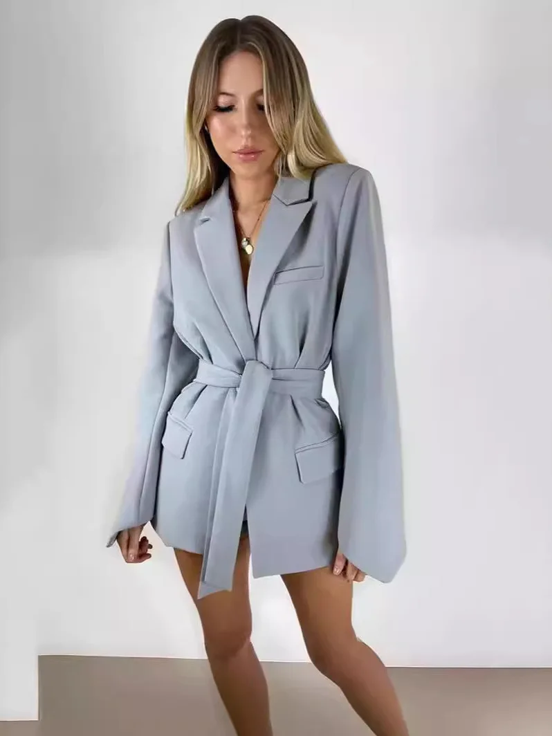 

Женский костюм с повседневным воротником, джет, верхняя одежда, топ Thiened Long Sve, летняя коллекция китайского бренда для отдыха