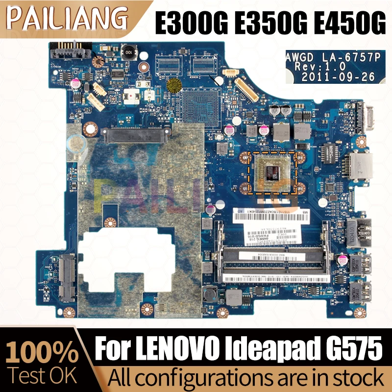 For LENOVO Ideapad G575 Notebook Mainboard LA-6757P E-300 E-350 E-450 11S11013934ZZ 11S11013280Z Laptop Motherboard Without HDMI