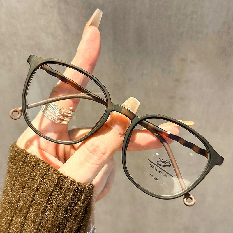 TR90 Fashionable Glasses Frame For Women Without Makeup Blue Light, Square And Round Face, Large Frame Eye Frame 9029