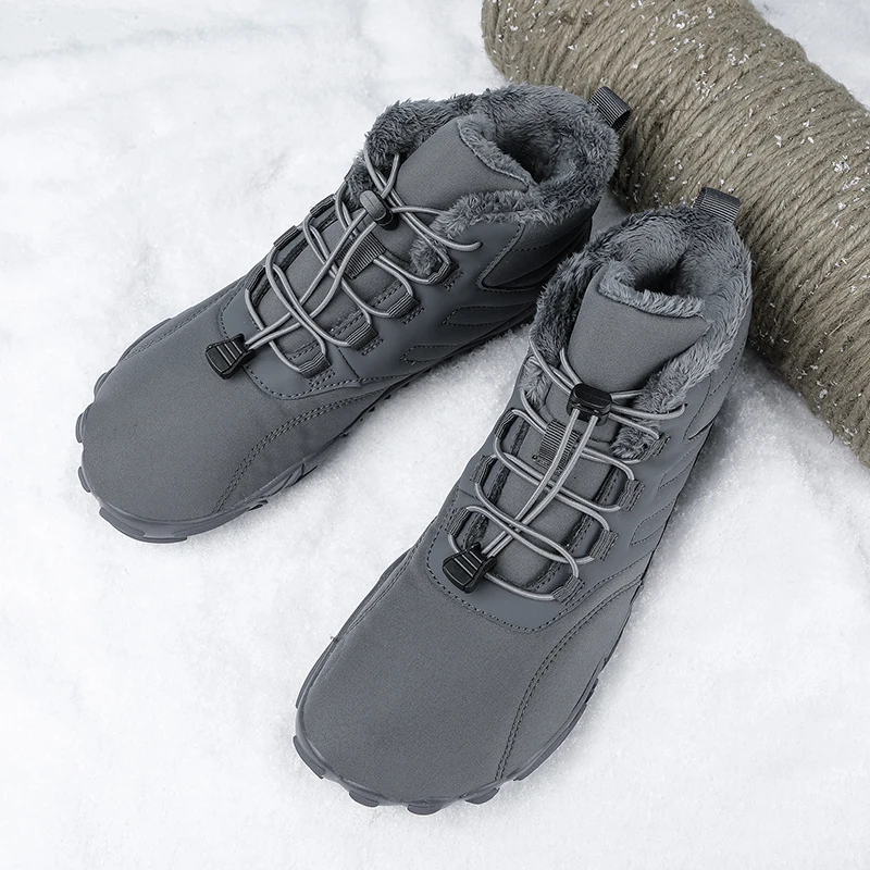 Mens Hiking Shose BareFoot Boots Winter Waterproof Snow Boots Outdoor Walking Shoe Warm Fur Ankle Leisure Non-slip Hiking Shose image 5