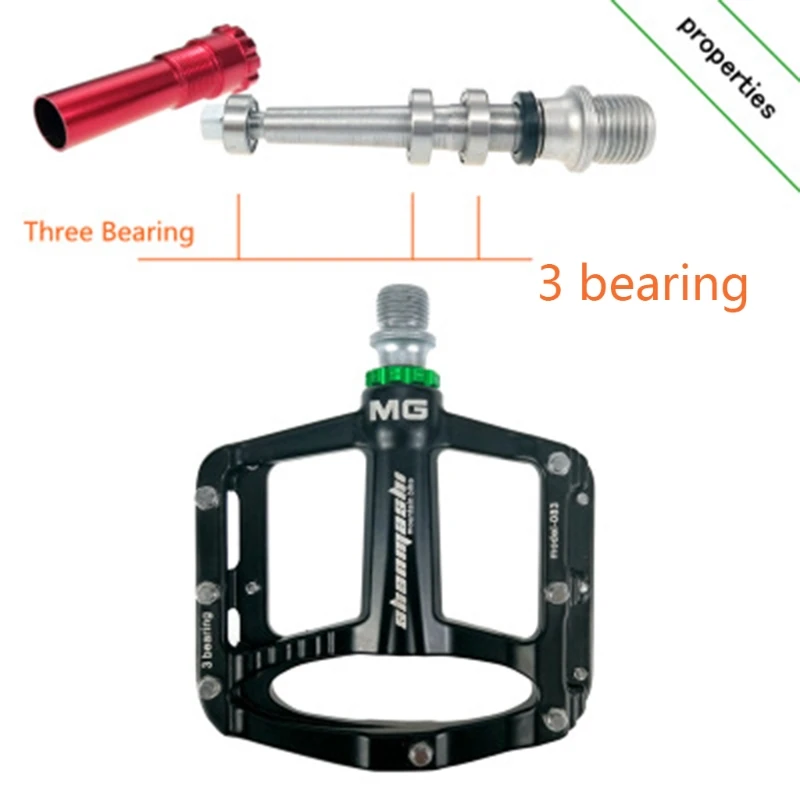 1 Pair Road Mountain Bike Ultralight Non-slip Flat Pedals Alloy 3 Bearings Pedal