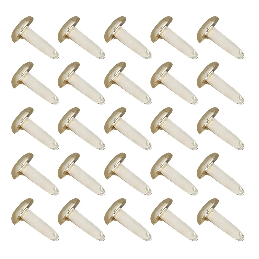 

200pcs Electroplated Metal Paper Fasteners Brads Anti-Rust Waterproof Office Craft Diy Gold Round Storage Box Included
