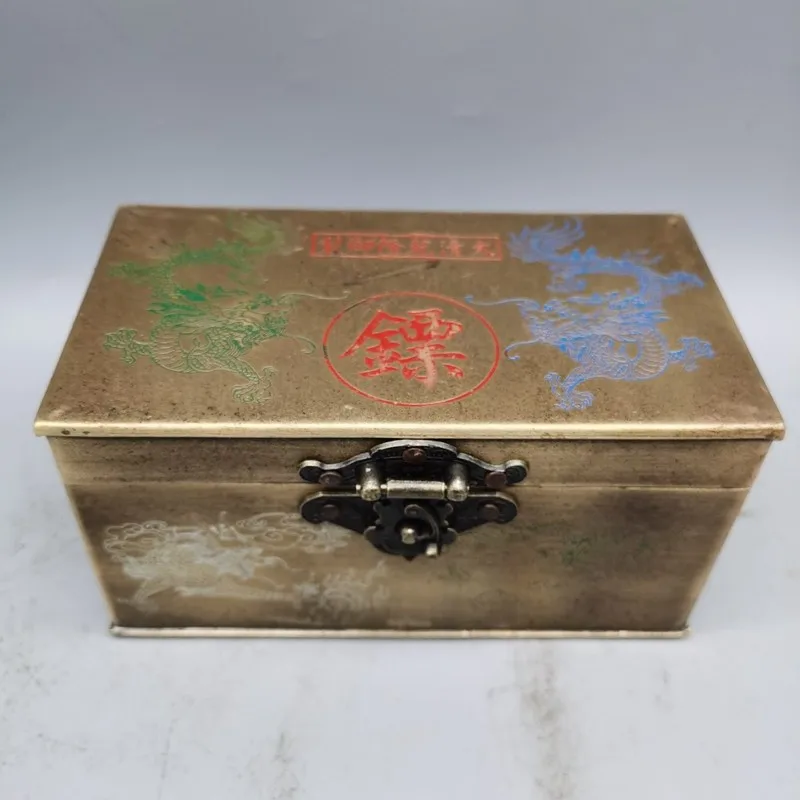 Handicraft Brass Dragon and Phoenix Dart Jewelry Box Ornament Home Decoration Retail