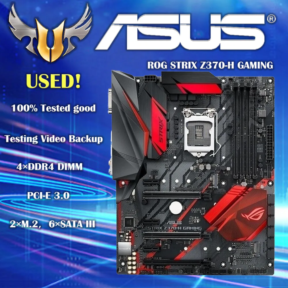 Imagem -01 - Asus-rog Strix Z370-h Gaming Desktop Intel Z370 Z370m Placa-mãe Ddr4 Lga 1151 Usb 3.0 Sata3