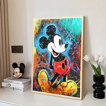 Pintura de diamante de Mickey Mouse de Disney, mosaico de taladro redondo completo, dibujos animados, novedades, regalos para niños, 30x40