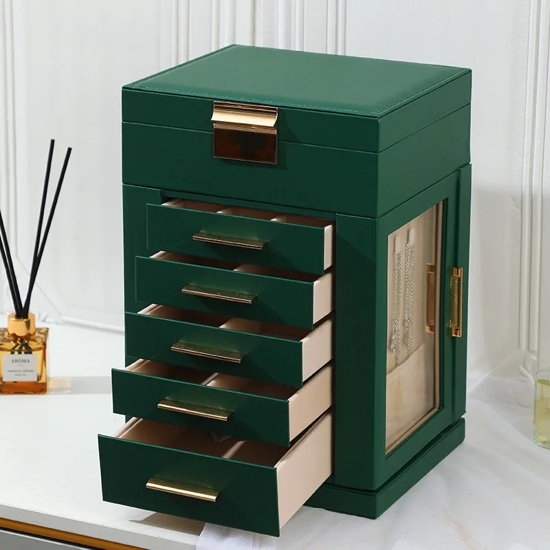 Light Luxury Large Capacity Six-Layer Rotatable Jewelry Box Ring Necklace Earrings Jewelry Storage Box High-end Jewelry Box