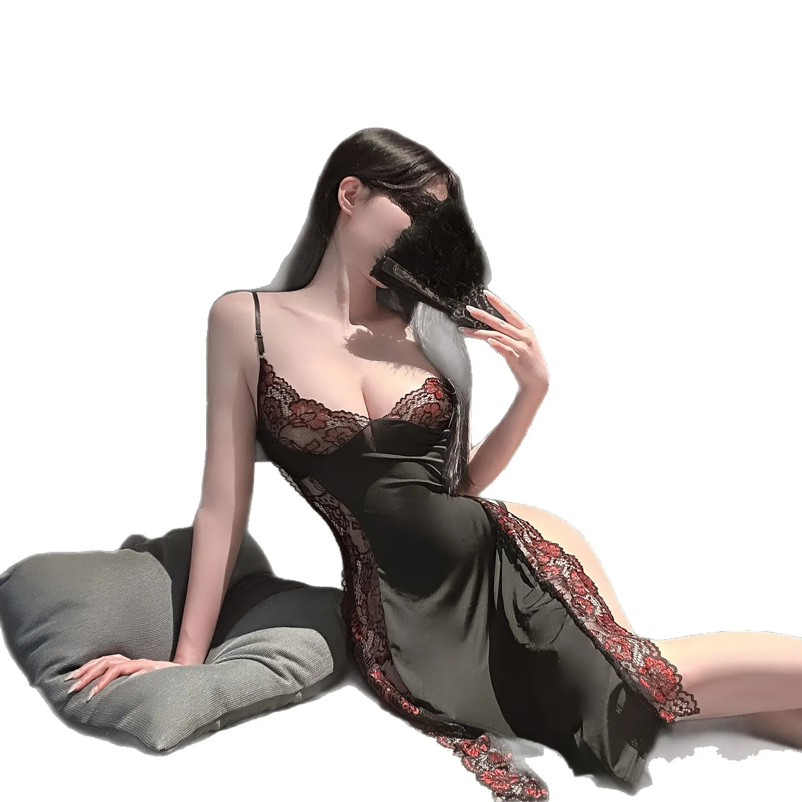 Sexy Lingerie Sexy Cheongsam Qipao Dress Lace Long Slit Sheer Erotic Teddy Babydoll Lingerie Set Women Hot Lingerie Lingerie Set