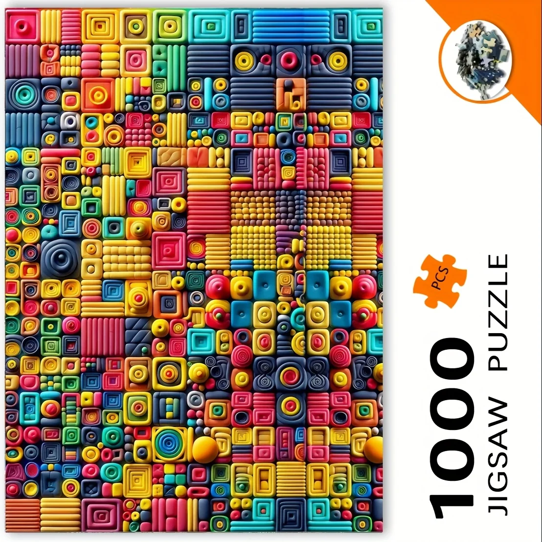 1000 stuks puzzelspel, doolhofkubus, wit rechthoekig ontwerp, puzzel voor volwassenen draagbare kubusvormige kunstdecoratie, ingelijste doe-het-zelf-kookplaat