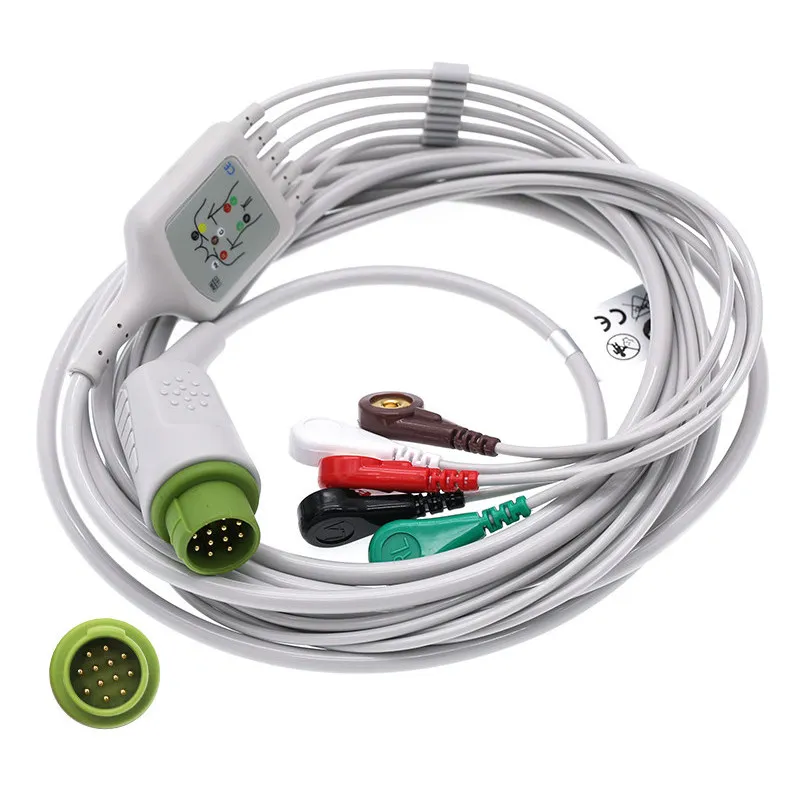12 Pin 5 Leads ECG Lead Wire Compatible M7000 M8000 M8500 M9000 Monitors
