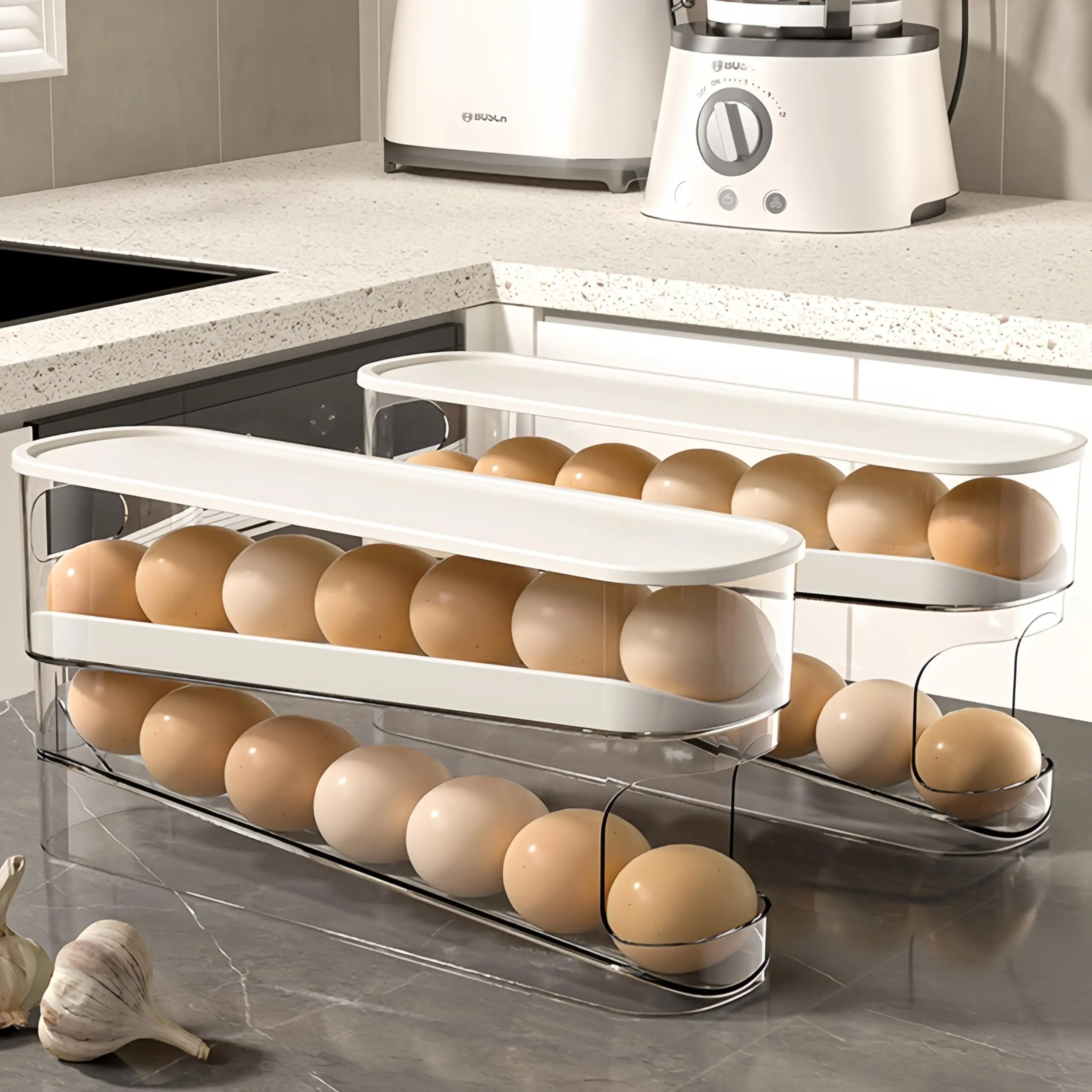 Auto Rolling Fridge Egg Organizer, Space Saving Eggs Dispenser for Refrigerator Storager, Home Egg Holder, 1 pack