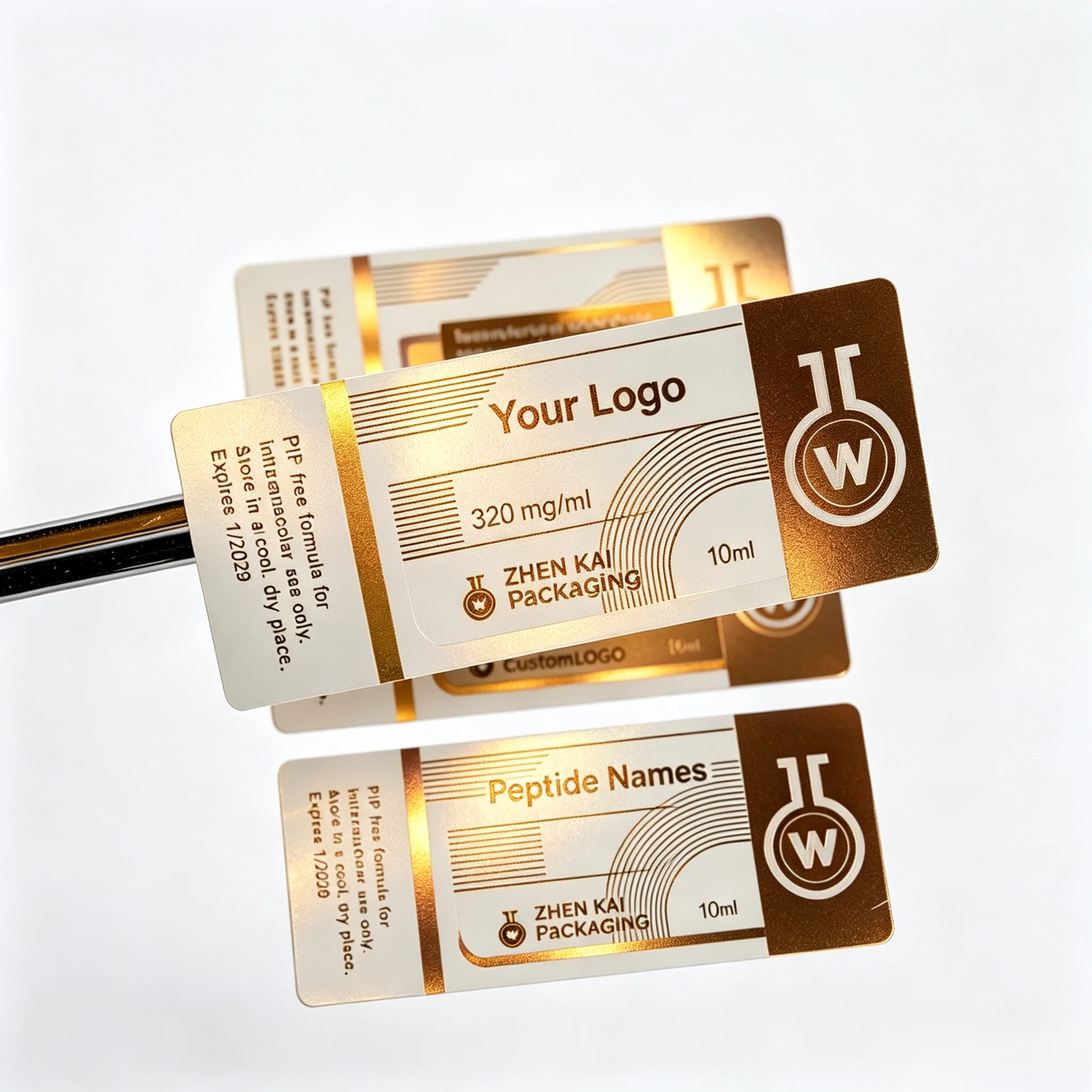 Precision Printed High Temp Resistant Self Adhesive Peptide Vial Stickers,Waterproof Labels for Injectable Supplement Packaging