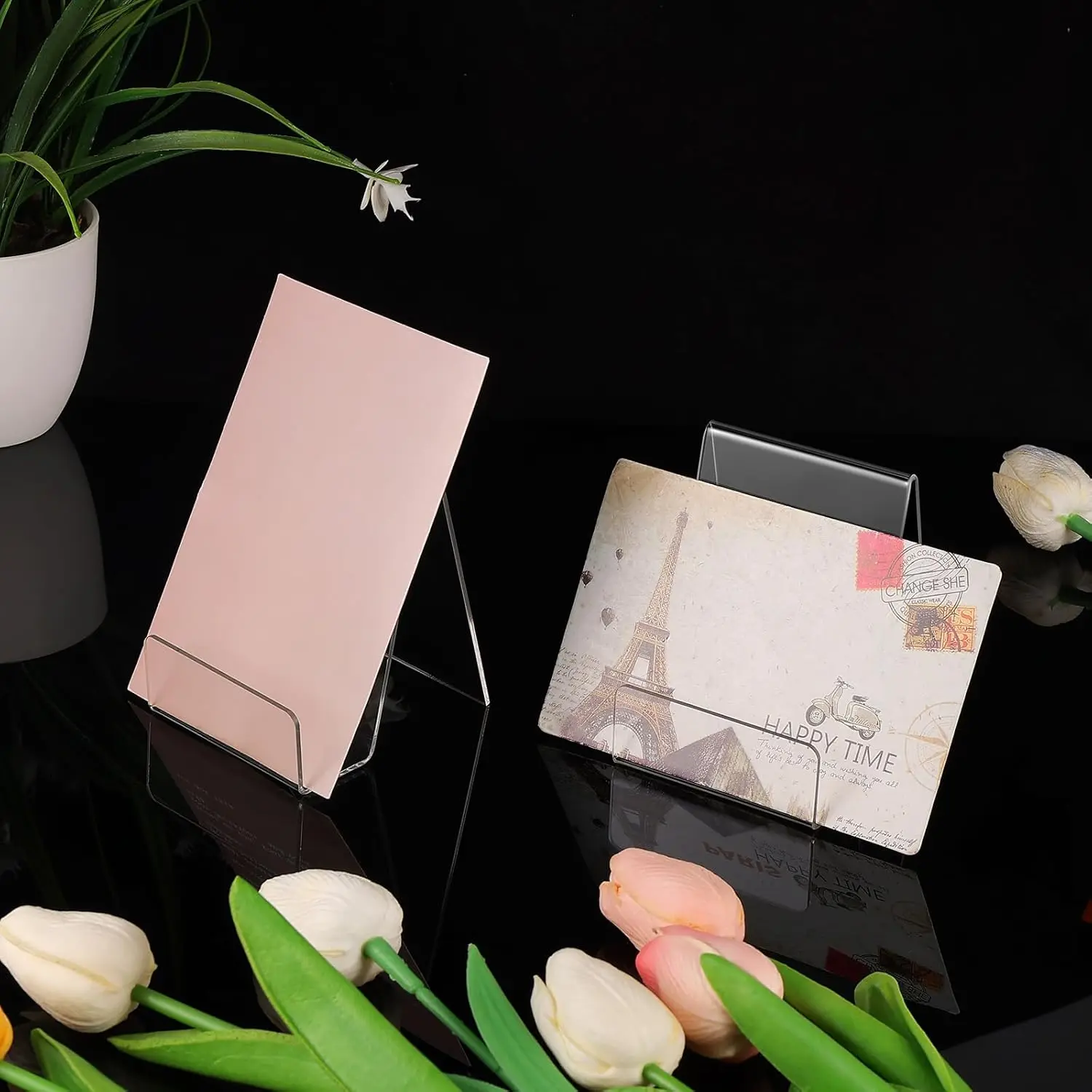 12 Pcs Clear Acrylic Book Display Stand,Clear Easel Tablet Holder for Displaying Books, Pictures, Notebooks, CDs, Artworks, etc