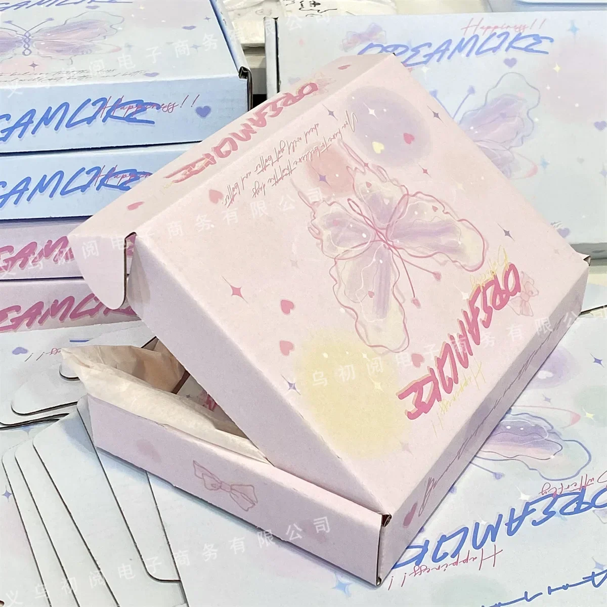 

1Pc Ins Aesthetic Dream Butterfly Color Plane Box Girl Sell Card Gift Packaging DIY Express Carton Cute Cardboard Packaging Box