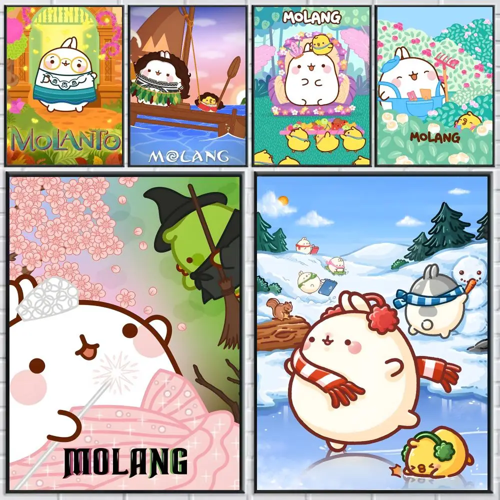 Cute M-Molang Poster HD Self-adhesive Waterproof Paper Sticker Suitable For Living Rooms Bedrooms Home Decor