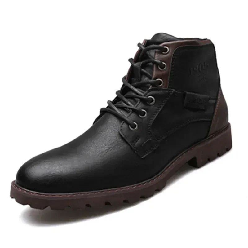 Botas masculinas feitas à mão outono inverno botas masculinas ao ar livre vintage botas marrons tornozelo botas de trabalho carne tendão inferior