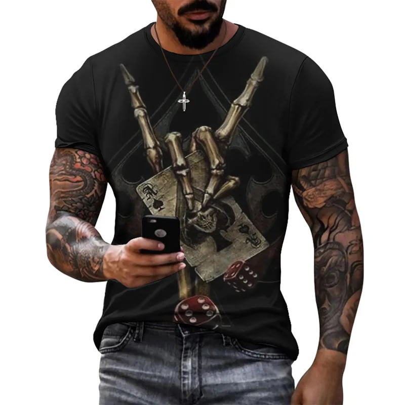 Fashion New Poker original men\'s shirts Summer Casual Trend Personality streetwear 3D Printed Round Neck Short Sleeve Tees Tops