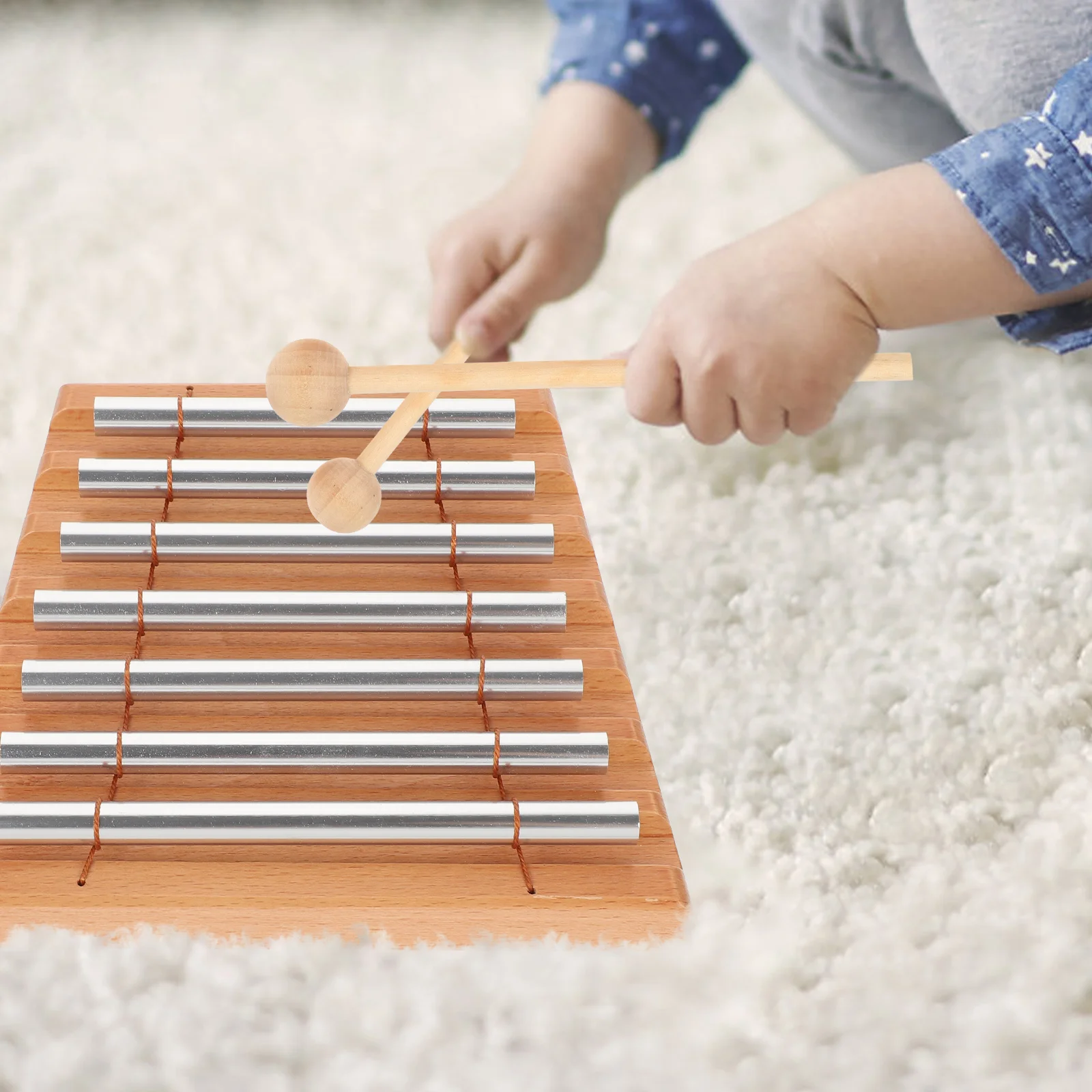 

1 set Wooden Base Pipe Chime Bells Crisp Musical Chimes Plaything Sound Kids Music Percussion Educational Toy Traditional