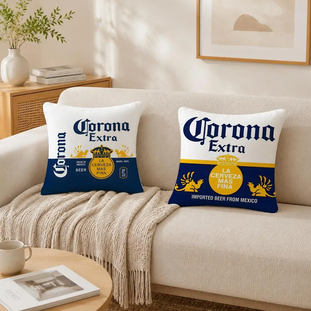 C-CoronaS E-Extra Beer LOGO Cushion Cover Plush Decorative Pillow Case With Hidden Zipper Cutecore Room Decor For Home