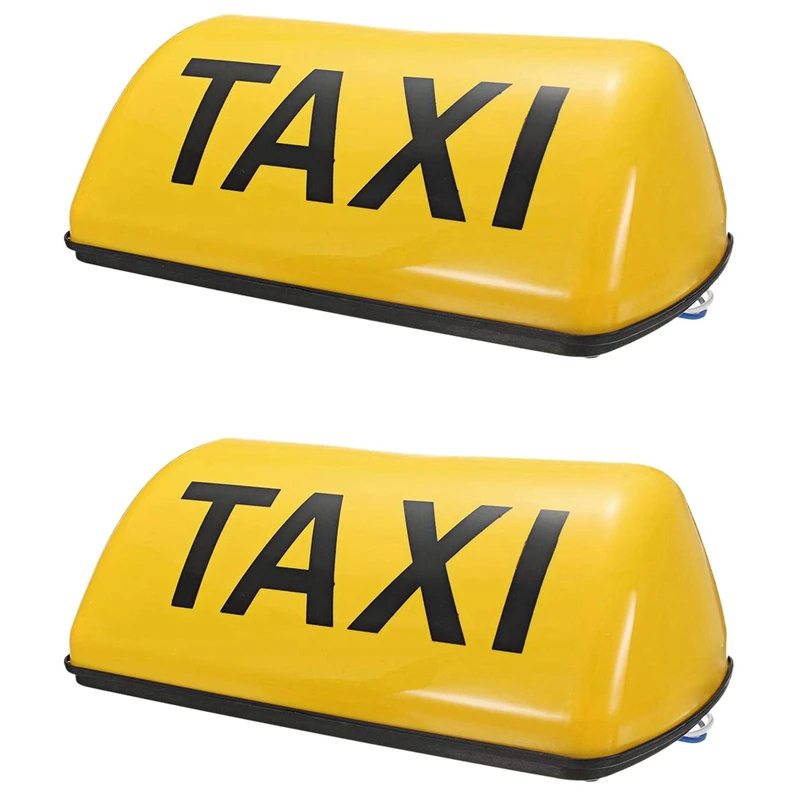 2X 12V Waterproof Top Sign Magnetic Meter Cab Lamp Light LED TAXI Signal Lamp - Yellow