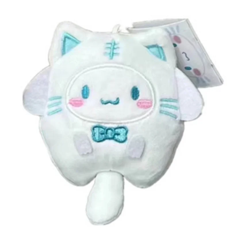 Kawaii Kuromi Cinnamoroll Cross-dressing Cat Doll Keychain My Melody Anime Cartoon Backpack Cute Mini Pendant Children Plush Toy