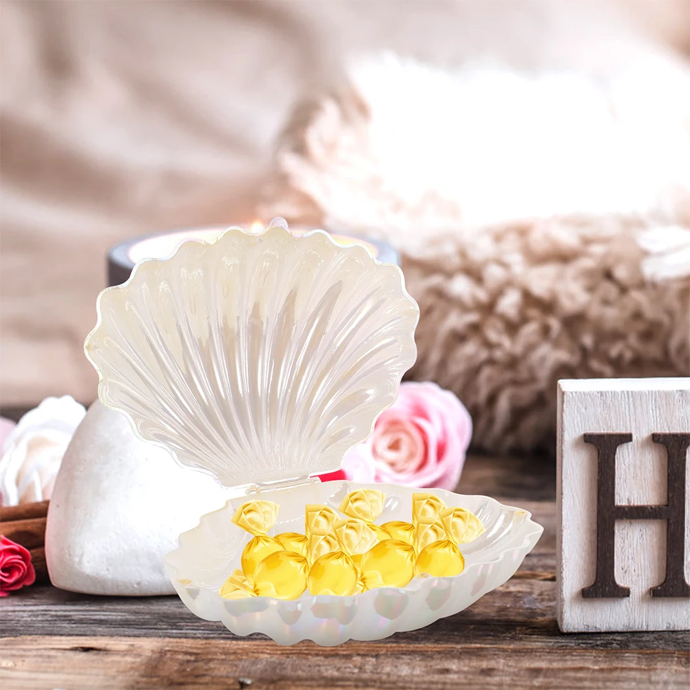 

2Pcs Pearl White Shell Gift Boxes for Wedding Party Favor Containers Jewelry Candy StorageReusable Seashell Box