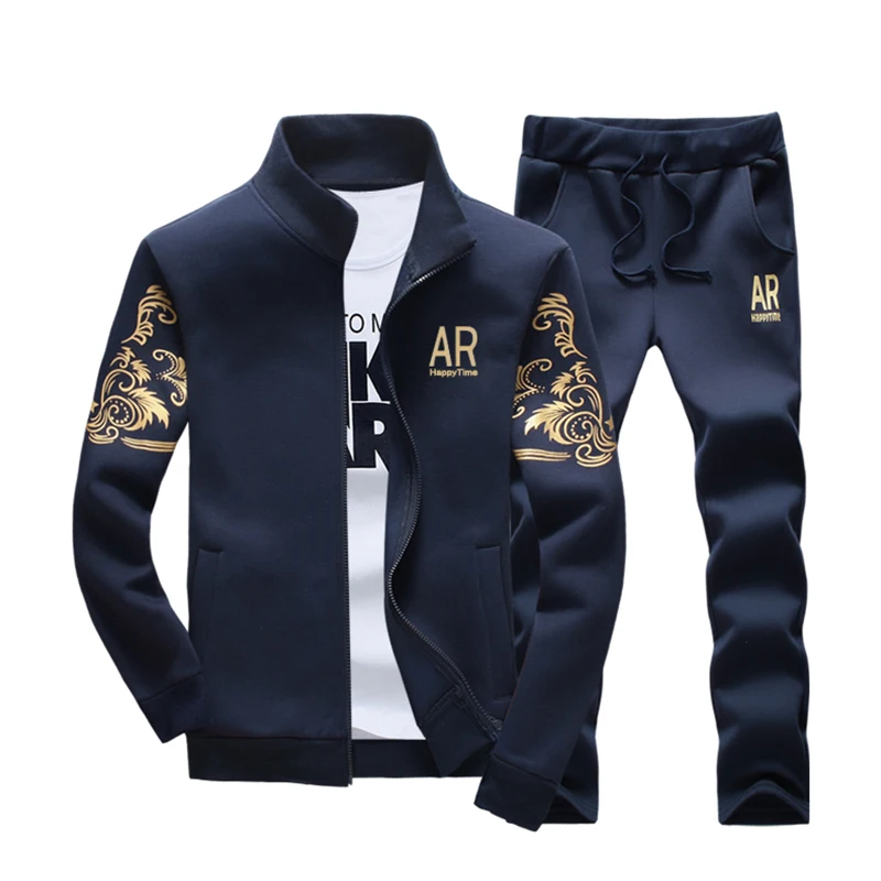 Fashion 2020 Men Tracksuit Outerwear Hoodie Set 2 Pieces Autumn Sporting Track Suit Male Fitness Sweatshirts Jacket + Pants Sets