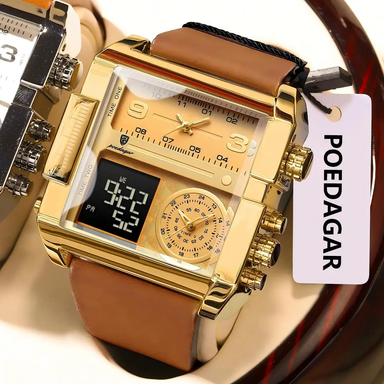 POEDAGAR Fashion Luxury Male Clock Waterproof Luminous Date Week Men Wristwatch Multifunction Digital Quartz Men's Watches Reloj