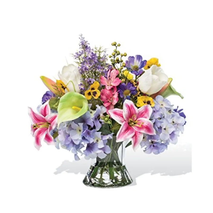 

Silk Calla Lily Tulip Lily Centerpiece for Wedding Table Decor Elegant White and Pink Floral Arrangement Premium Silk Material