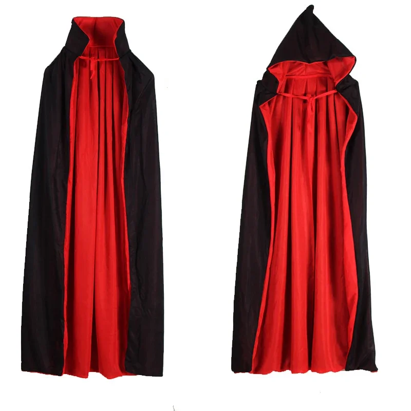 Costume di Halloween per uomo donna bambini femmina ragazza ragazzo adulto morte spaventoso diavolo ruolo rosso nero strega vampiro mantello lungo mantello con cappuccio