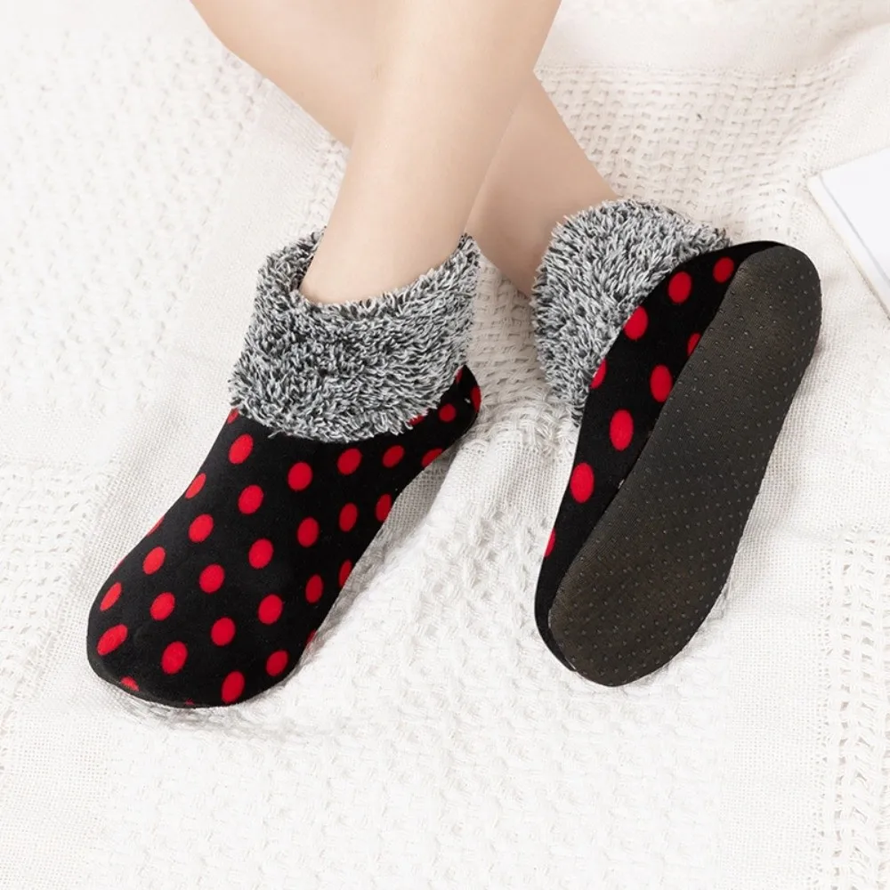 Fashion Winter Warm Home Bed Sock Round Dot Thermal Non Slip Sockings Elastic Indoor Thicken Floor Socks For Women