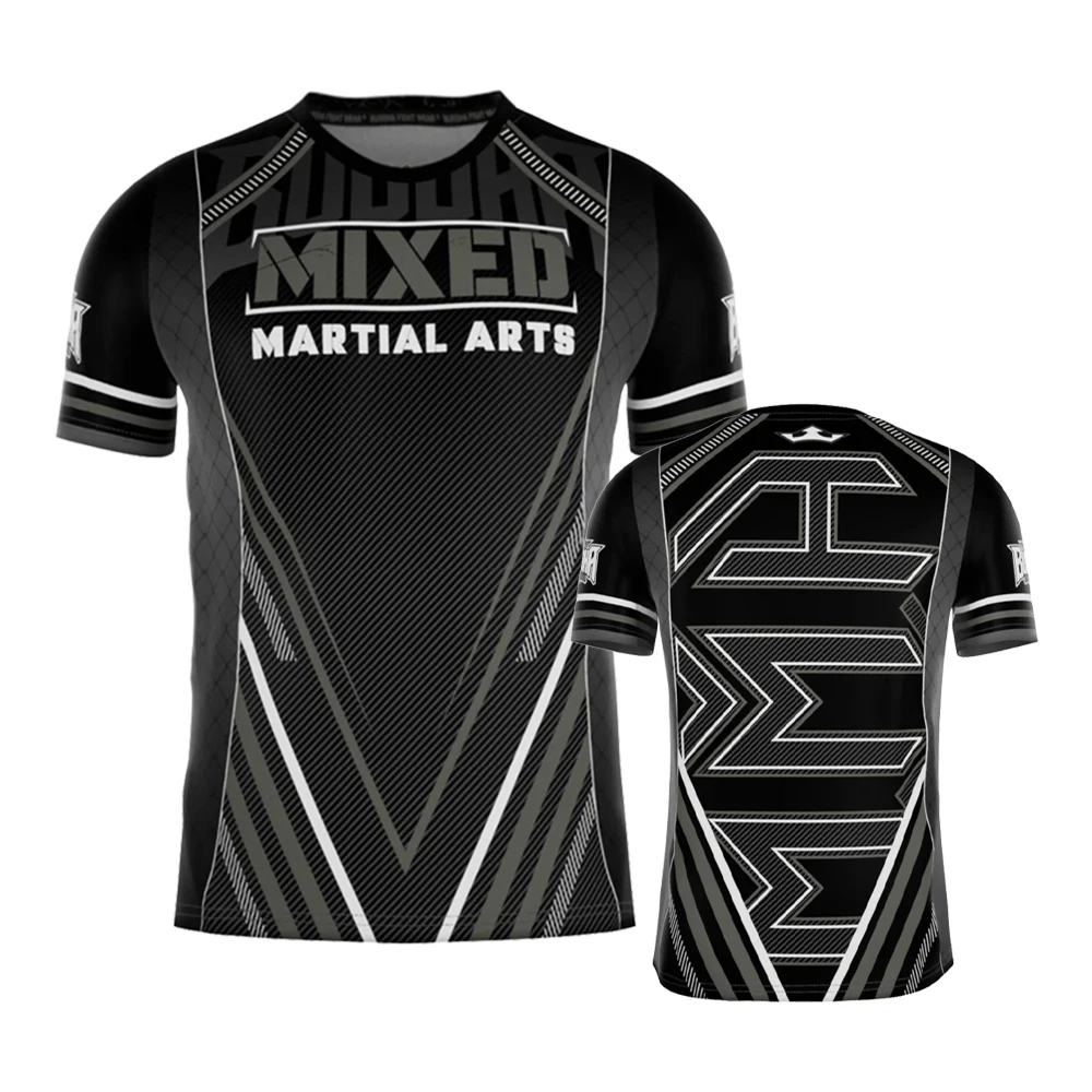 Boxing MMA Print Sports Quick-dry Breathable Men T-shirt Outdoor Street Team Training Professional Uniform Short-sleeve Clothing