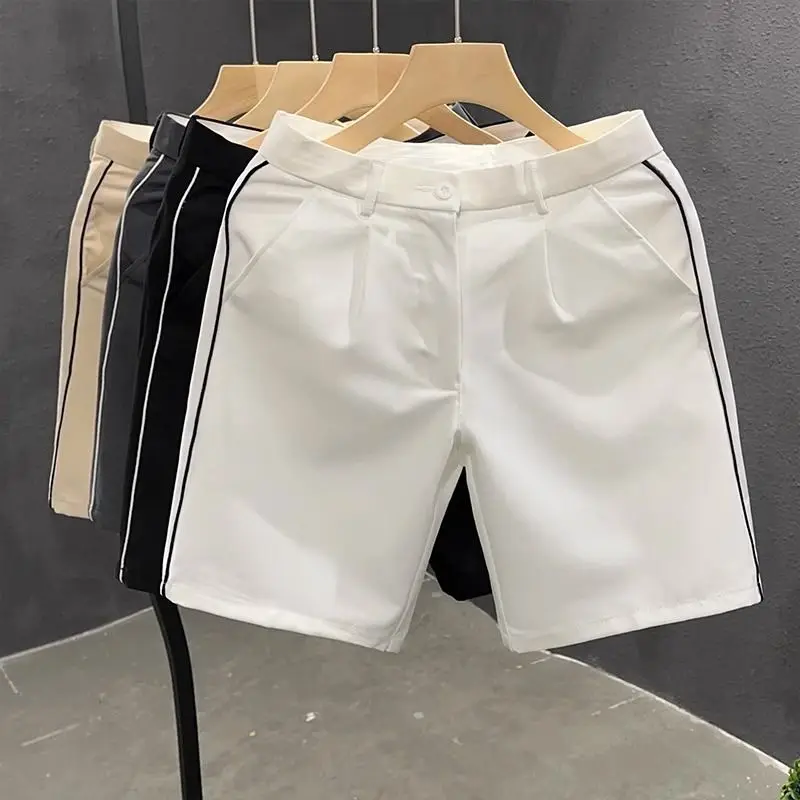 

Men's Clothing Summer Lightweight High-End Business Shorts White Slim Fit Straight Leg Casual Short Pants Elegant Stylish
