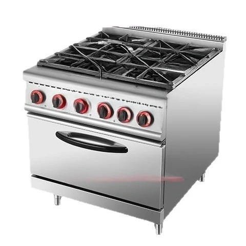 Commercial vertical gas four-head pot stove with cabinet six-head pot stove with oven 4-head stove with liquefied gas