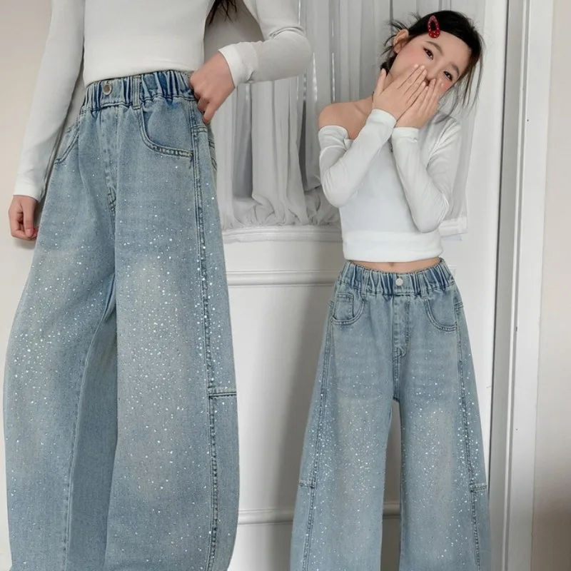 

Детские брюки-кюлоты для девочек, новинка Весна 2026, с принтом «Звездное небо», широкие, для учащихся, для активного отдыха