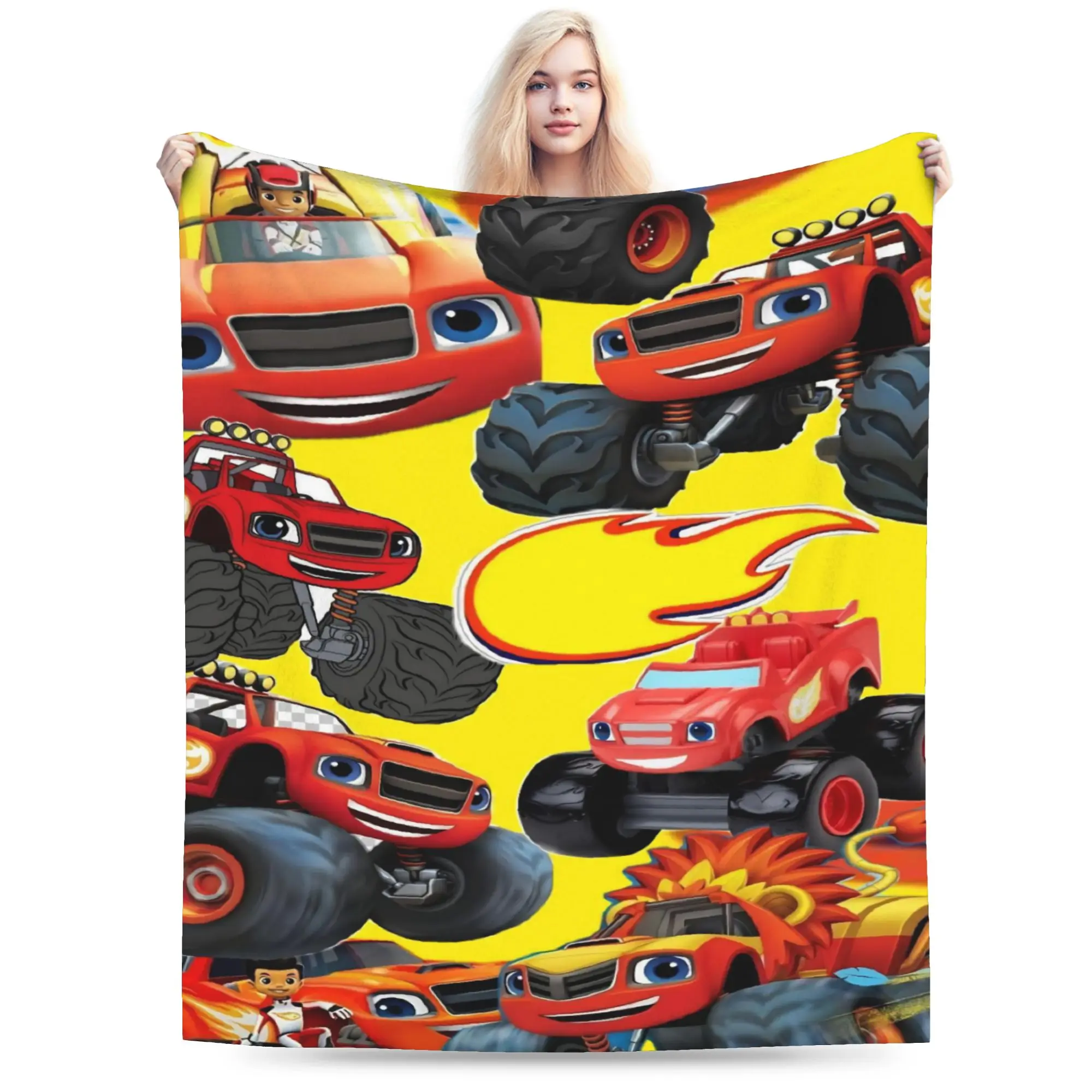 Blaze and the Monster Machines Throw Blanket for Couch  Fuzzy Soft Plush Blanket 50x60 Inches Multi-size Bedspread