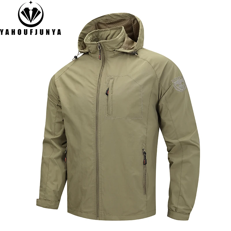 

Men Spring Thin Solid Color Casual Fashion Detachable Hooded Jacket Men Autumn Outdoors Windproof Comfortable Jacket Male Coat