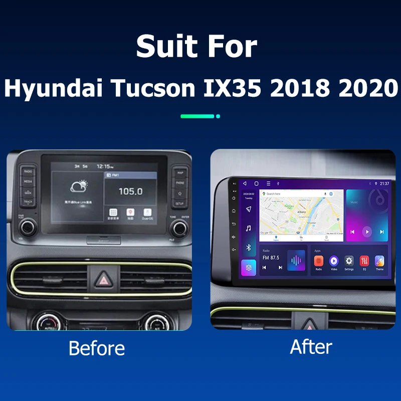 Android Car Radio GPS Navigation Multimedia Video Player for Hyundai Tucson IX35 2018 2020 Stereo Tape Recorder Screen