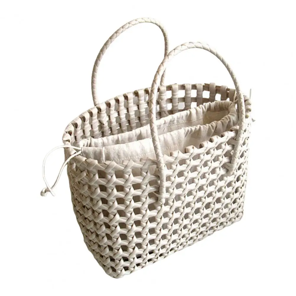 Convenient Women Handbag with Holes Breathable Food Basket Portable Handmade Tote Bag
