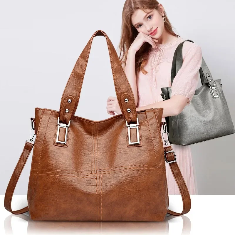 Large Capacity Middle-aged Women's Portable Large Bag 2024 New Spring and Summer Mother Bag Women's Casual Simple Splicing Bag