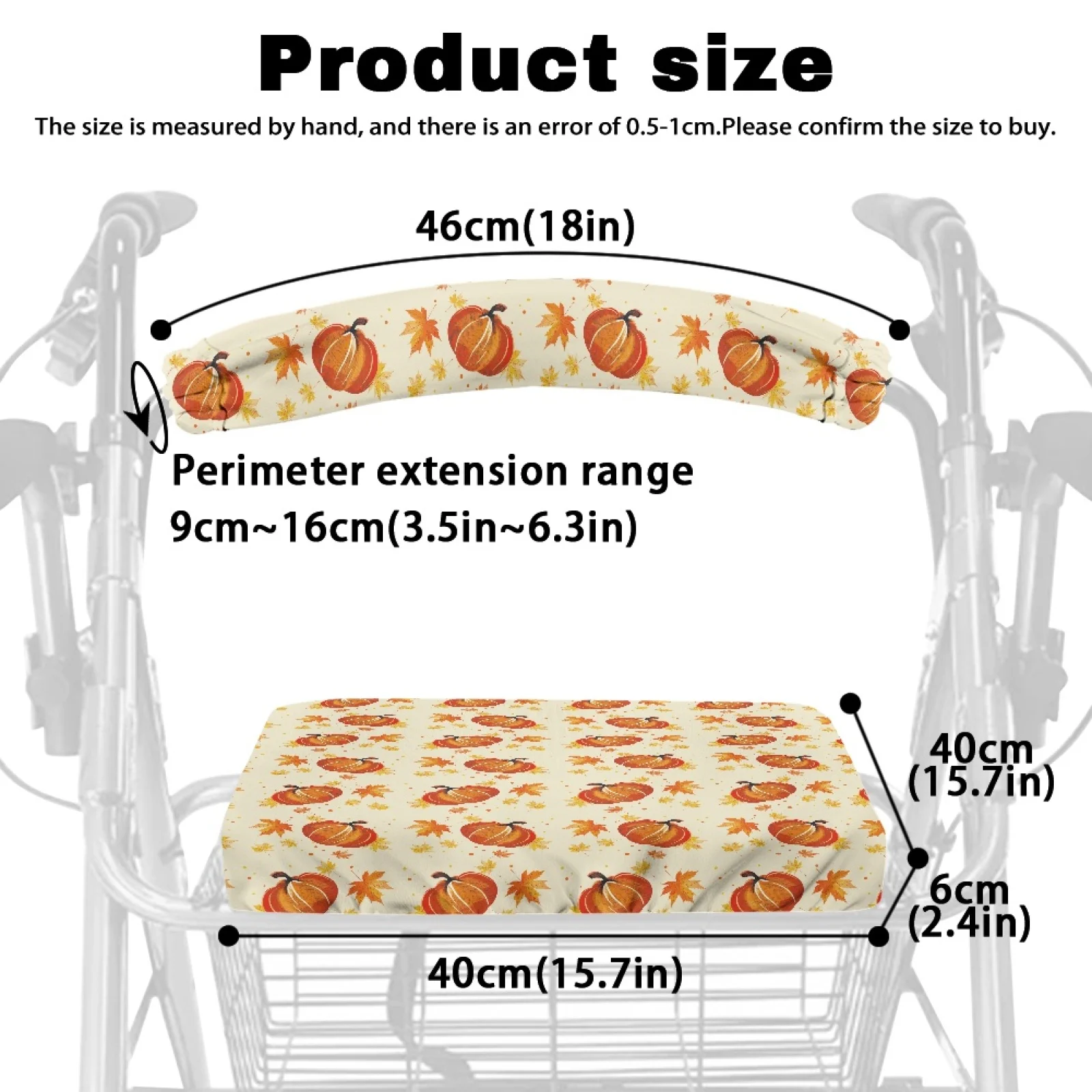 Coloranimal Pumpkin 2 Pieces Walker Seat Cover for Seniors Rollator Seat Cover Set 2026 New view 6