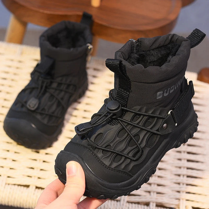 Boys' Snow Boots, Children's Large Cotton Boots, Outdoor Waterproof and Plush Short Boots, 2025 Winter New Children's Shoes, Gir