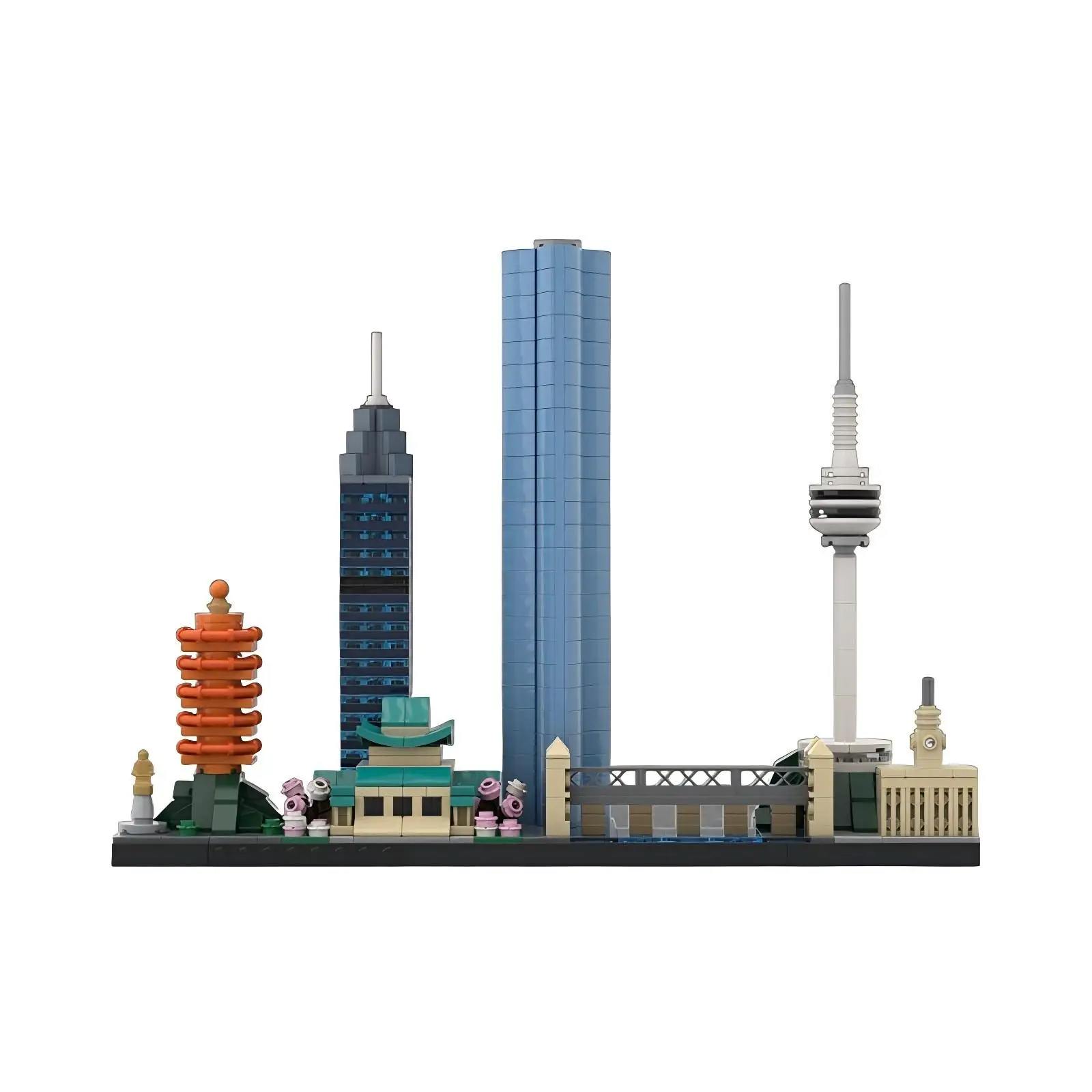 도시 건축 시리즈 빌딩 블록 MOC 우한 스카이라인 TV 타워 스트리트 뷰 모델 DIY 어린이 조립 장난감 성인 생일 선물