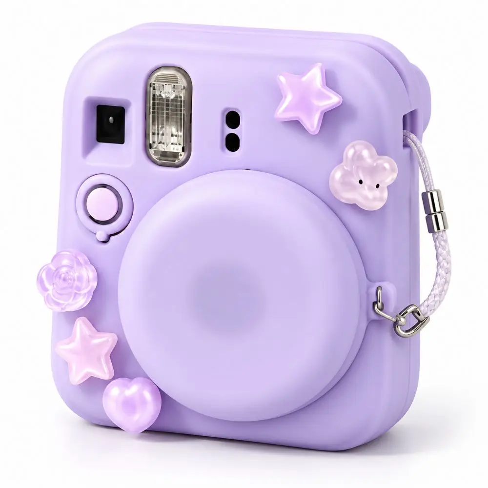 Soft Silicone Camera Case DIY Charm Holes Shock Absorbing Protective Shell Close Fitting for Fujifilm Instax Mini 13