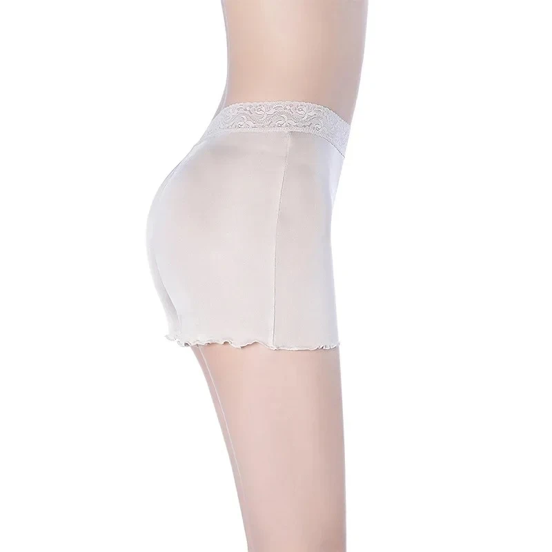 White Silk Shorts for Women Luxury Underwear Protective Short Pants Black Panties Underpants Lace Knickers Skirt Shorts for Girl