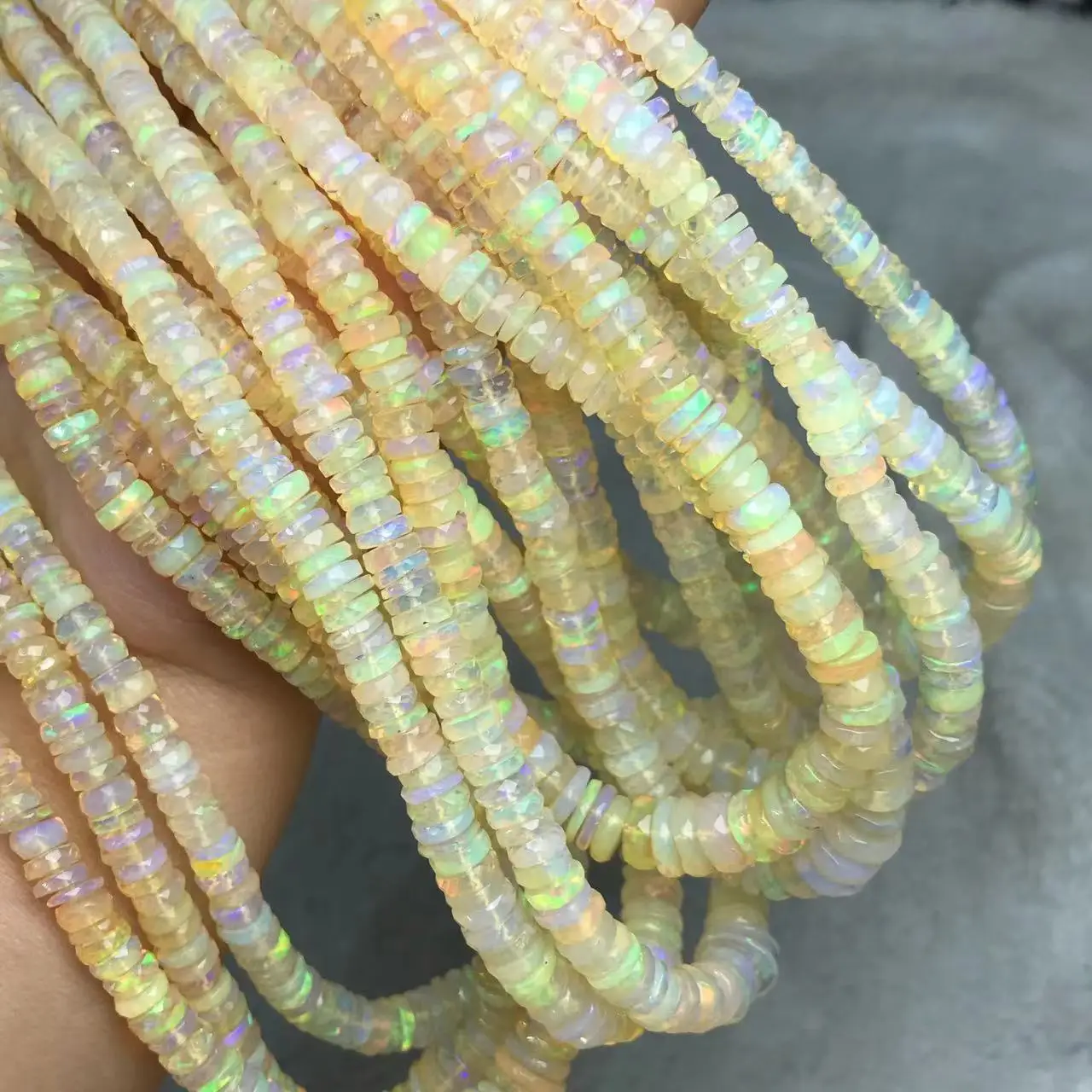 7A white /YELLOW Opal roundelle 4-8mm 38CM  for DIY jewelry making FPPJ wholesale loose beads NATURE