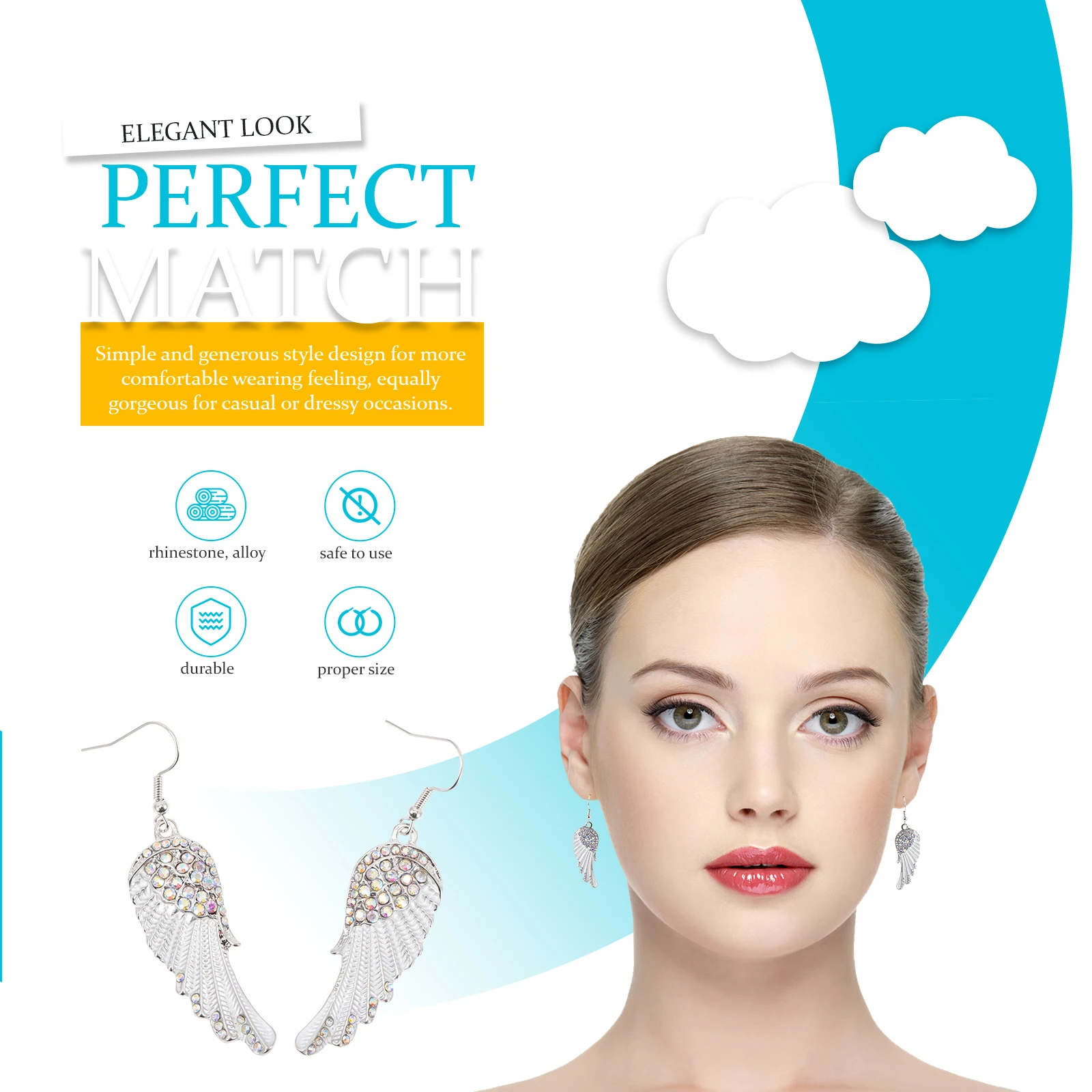 Orecchini a ali Design da sposa Ciondola gioielli da sposa per donna Donna